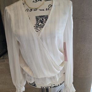 Aqua White Striped Blouse